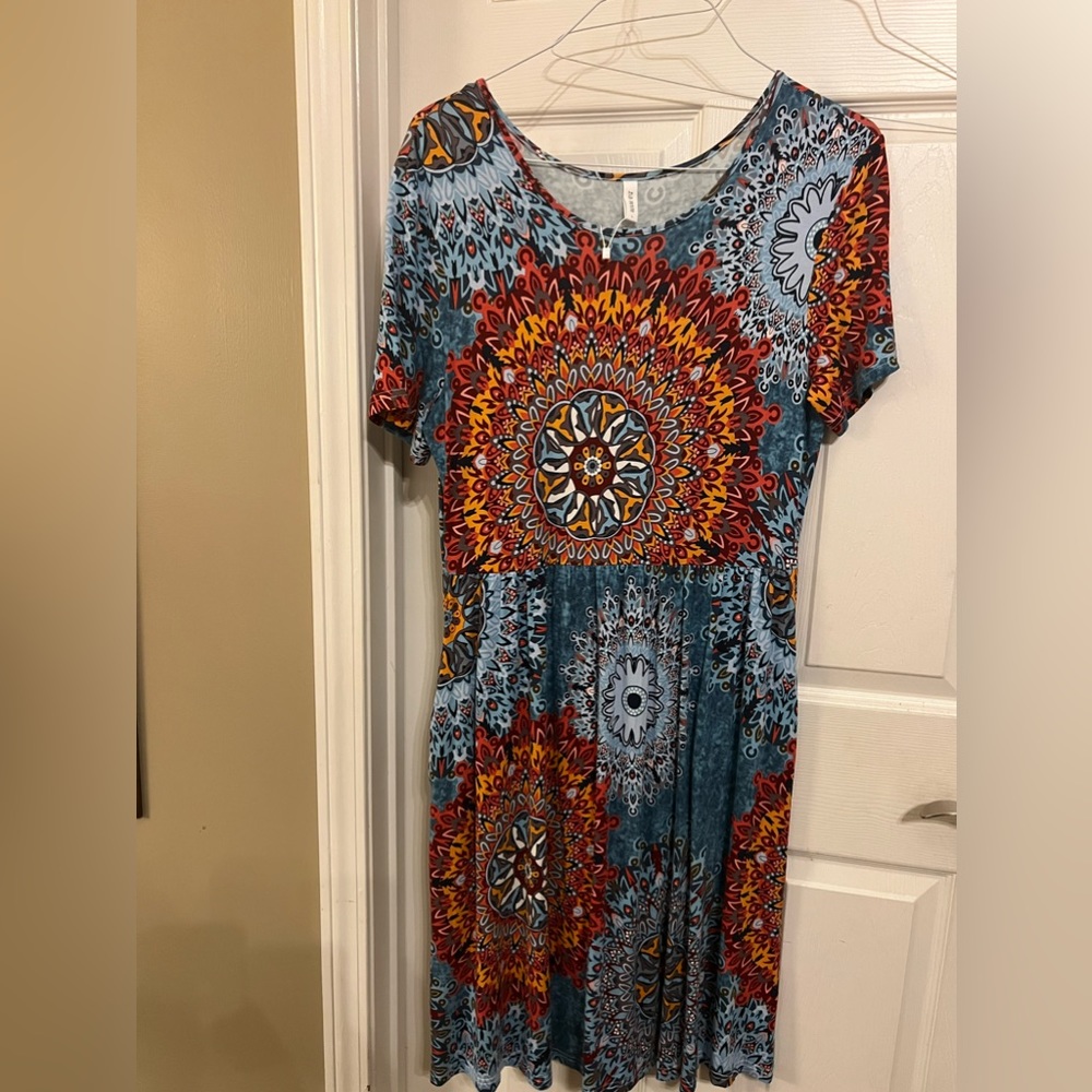 DB Loom rayon/spandex multi color dress